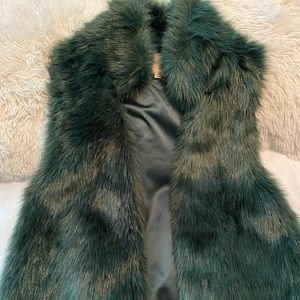 Faux Fur Vest - Emerald Green